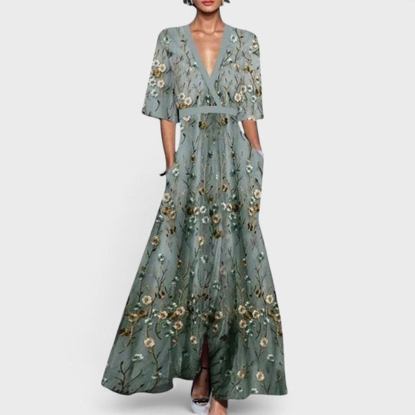 OCEAN | Elegancka Maxi Sukienka w Kwiaty 