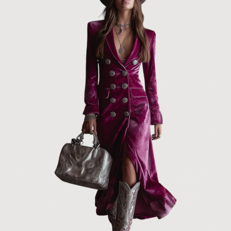 ELVIA | Sukienka Maxi w Stylu Blazer