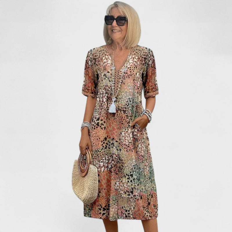 COLETTA | Midi Sukienka w Żywych Kolorach 