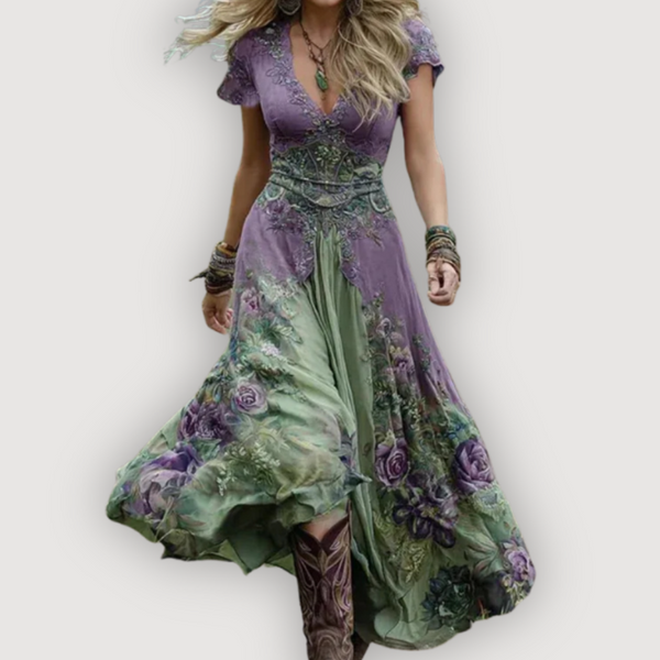 ALINA | Boho Kwiatowa Sukienka Maxi