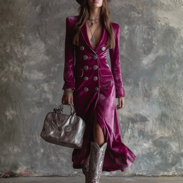 Sukienka Maelis Crossing – aksamitna sukienka z guzikami