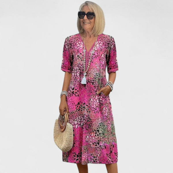 COLETTE | Midi Sukienka w Żywych Kolorach