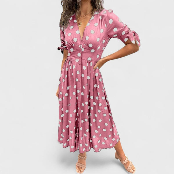 MONIKA | Elegancka Sukienka w Groszki