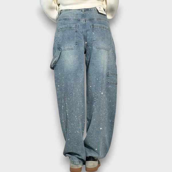 NOLENE | Błyszczące Jeansy w Stylu Miejskim